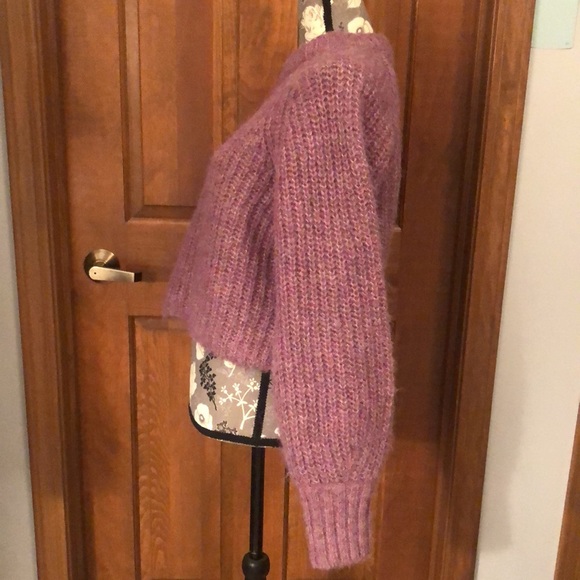 NWT wool-blend, cropped, plum, full-sleeve sweater, chunky rib sweater from H&M - Picture 2 of 12